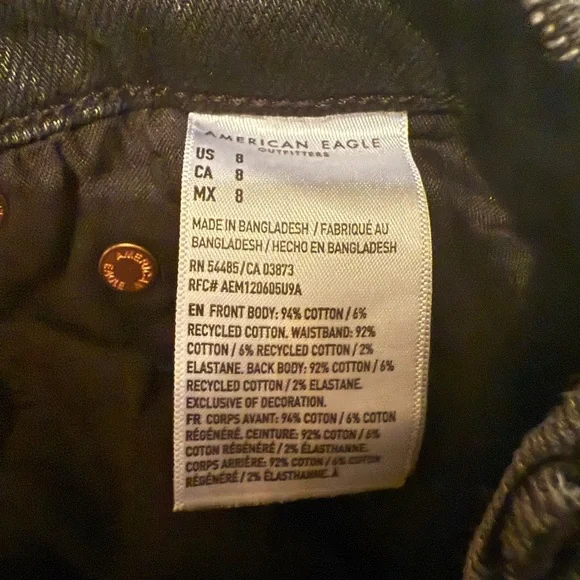 American Eagle Black Jean Destructed Shorts Size 8 - Picture 5 of 6